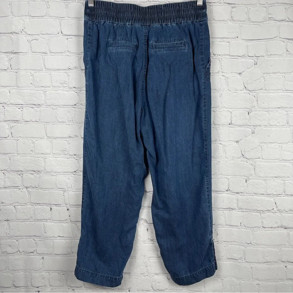 SOFT SURROUNDINGS women's soft blue tencel denim button cropped pants, size S P - Picture 10 of 13